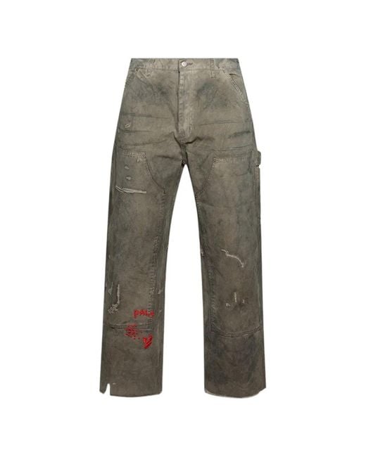 PALY Gray Been Thru It Waxed-Canvas Double-Knee Trousers for men