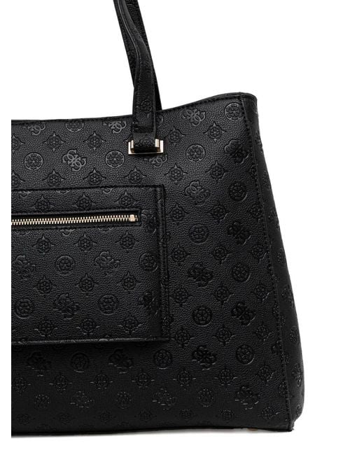 Guess Black Logo-Plaque Tote Bag