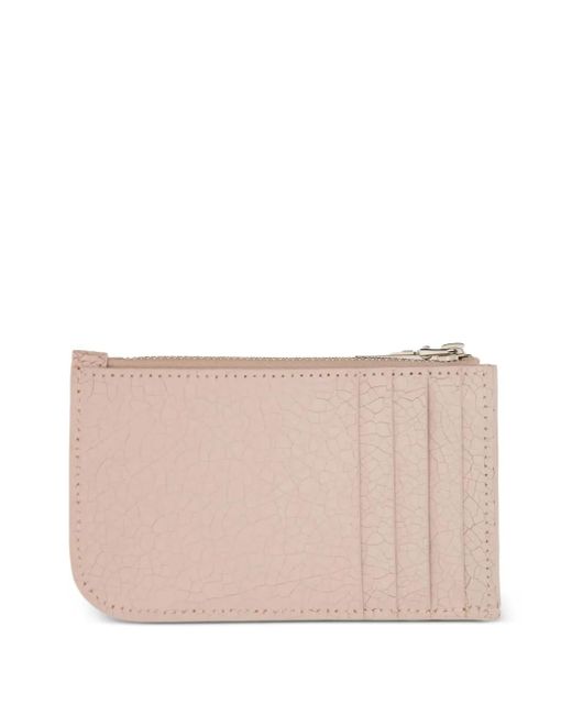 Alexander McQueen Natural Cracked-Leather Zip-Around Wallet