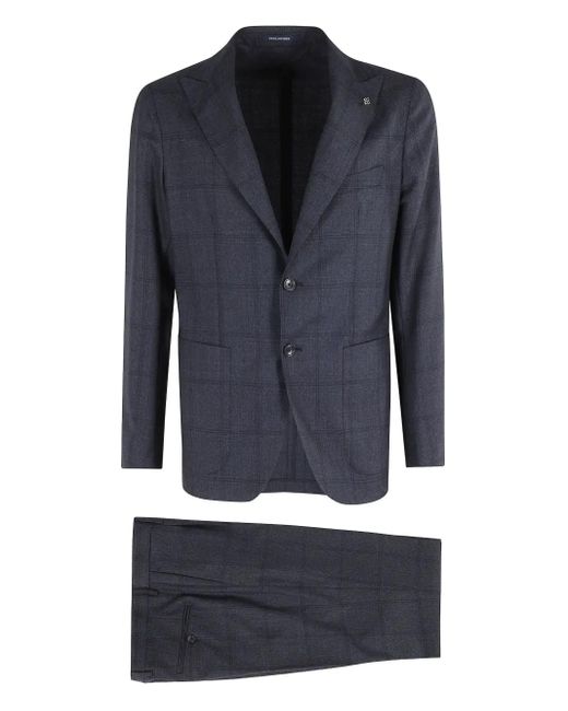 Tagliatore Blue Check-Pattern Single-Breasted Suit for men