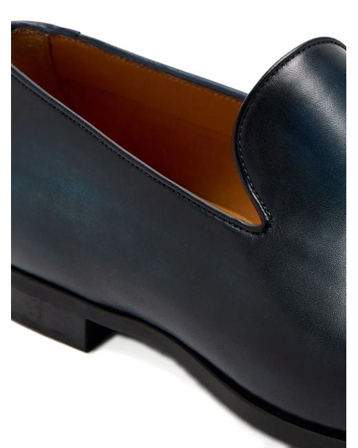 Magnanni Shoes Blue Diaz Leather Slip-On Loafers for men