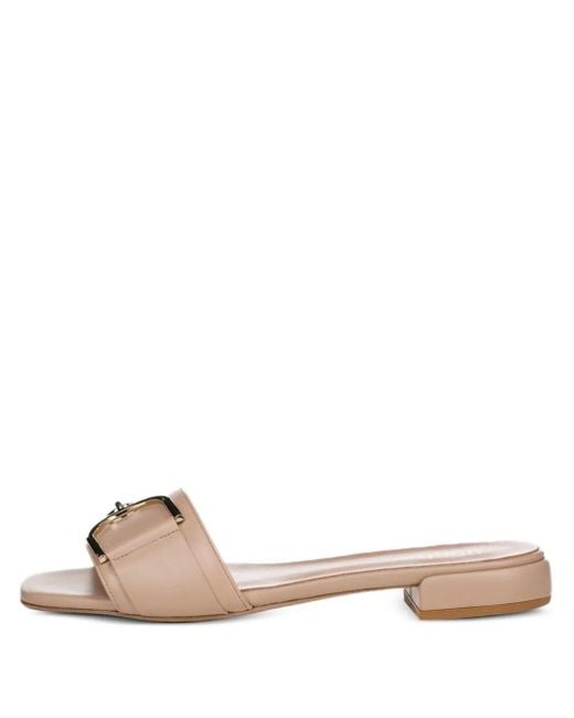 Poche Paris Natural Rose Buckle Leather Slides