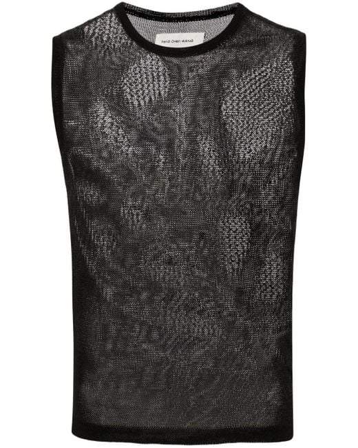 Feng Chen Wang Black Lace-knit Patterned Tank Top for men