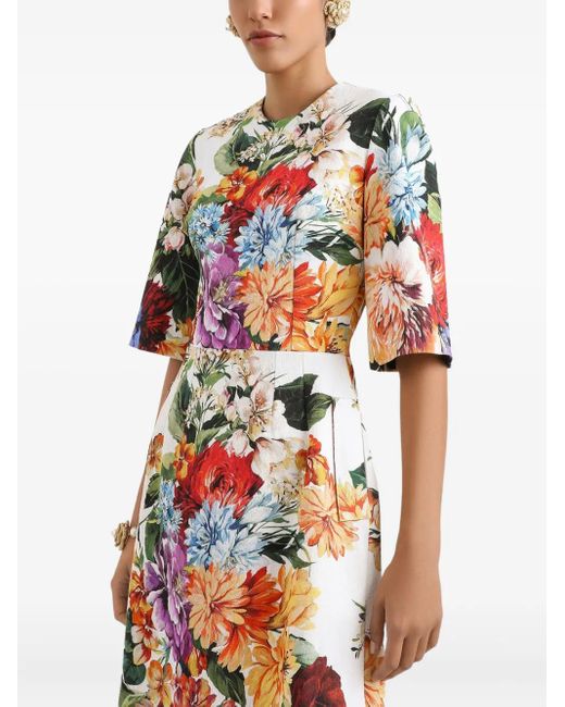 Dolce & Gabbana White Floral-Print Mini Dress