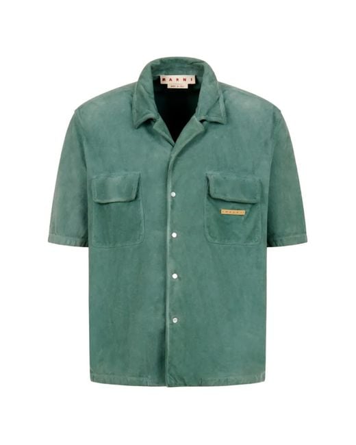 Marni Green Flap-Patch Pocket Lambskin Shirt for men