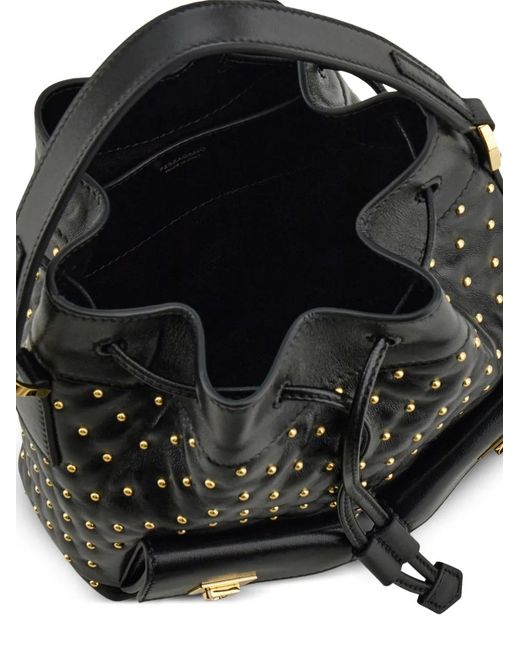 Ferragamo Black Multipocket Bucket Bag