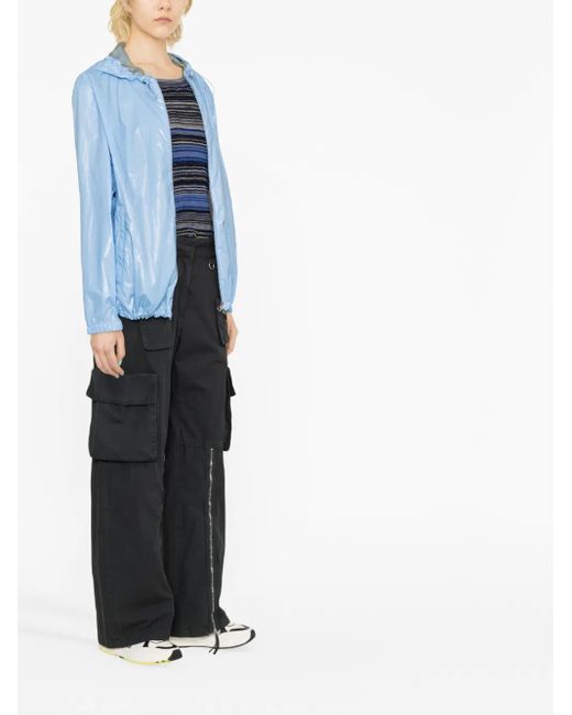 Moncler Blue Cotton Hooded Zip Jacket