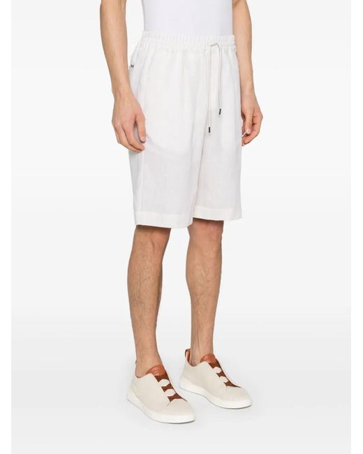 Herno White Linen Shorts for men