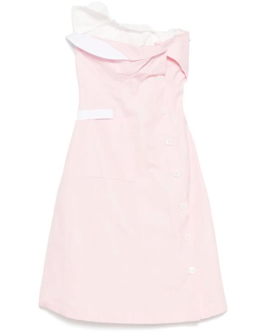 Vestido corto con detalle a capas Miu Miu de color Pink