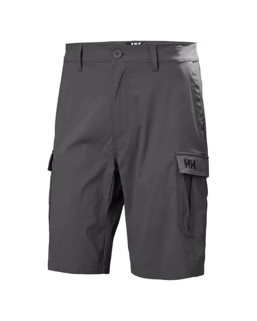 Helly Hansen Gray Logo-Patch Cargo Shorts for men