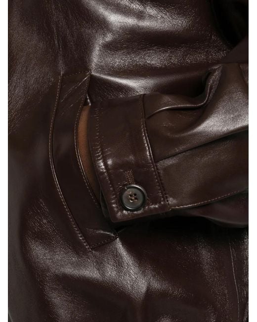 Miu Miu Brown Logo-Detail Leather Jacket