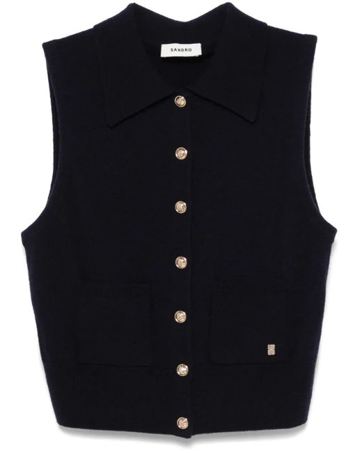 Sandro Blue Button-Up Vest