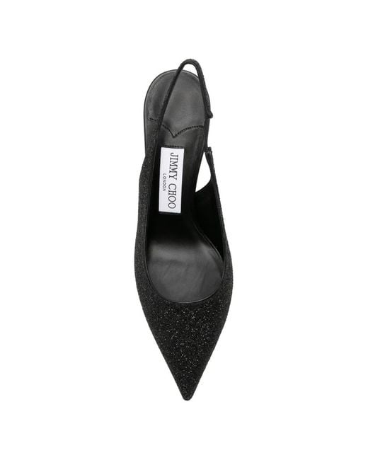 Jimmy Choo Black Love Pointed Glitter Slingback Pumps
