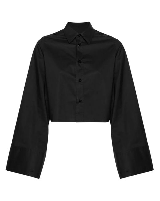 MM6 by Maison Margiela Black Cotton Crop Shirt