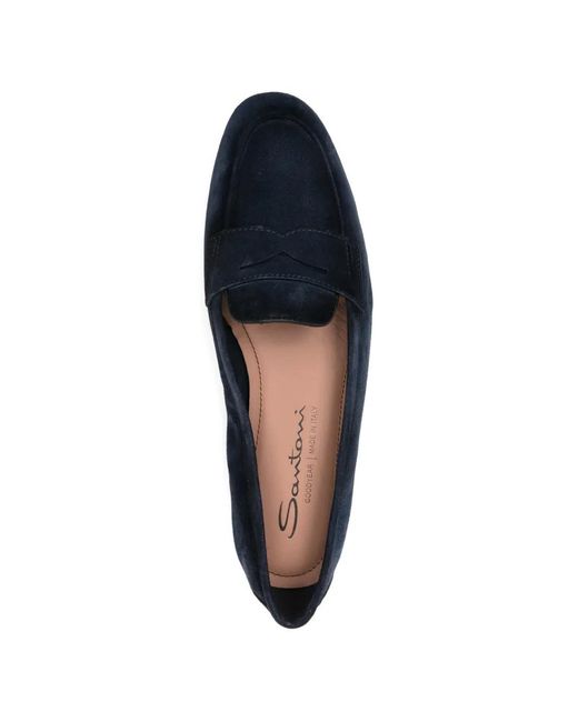 Santoni Blue Carla Suede Loafers