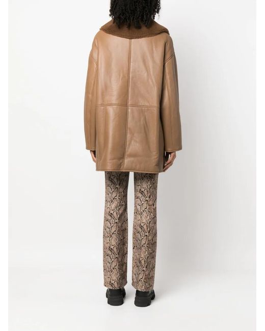Loulou de Saison Brown Namo Double-Breasted Shearling-Lined Coat