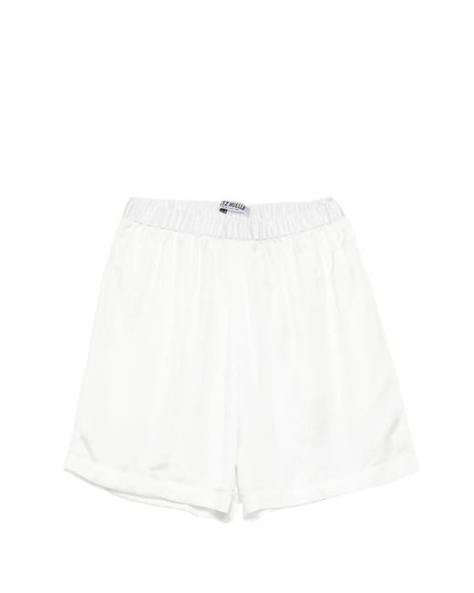 Lutz Huelle White Garbo Elasticated-Waistband Satin Shorts