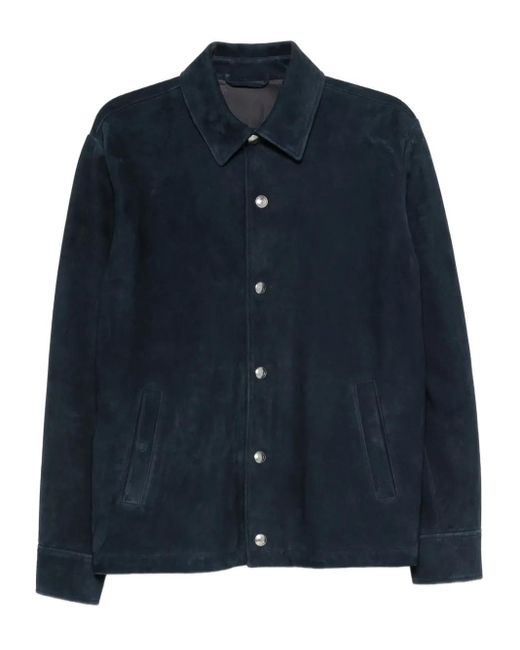 Eleventy Hemdjacke Aus Wildleder in Blue für Herren