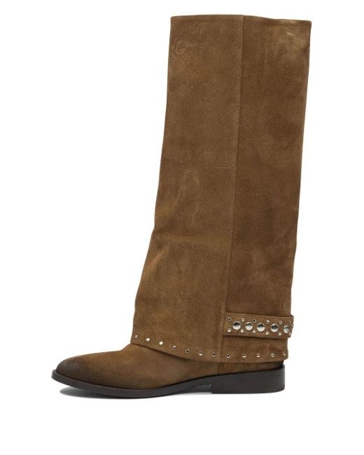 strategia shoes Brown Stud-Embellishment Suede Boots