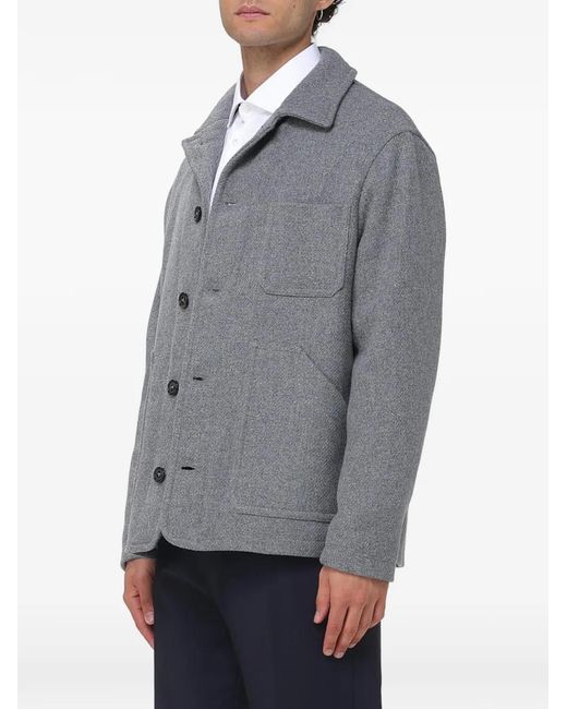 Brooksfield Gray Patch-Pocket Wool-Blend Coat for men