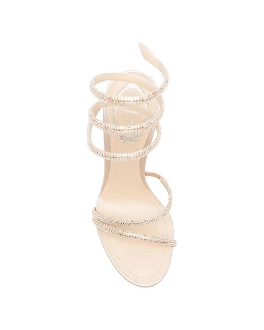 Rene Caovilla White Margot Embellished-Spiral Heeled Sandals