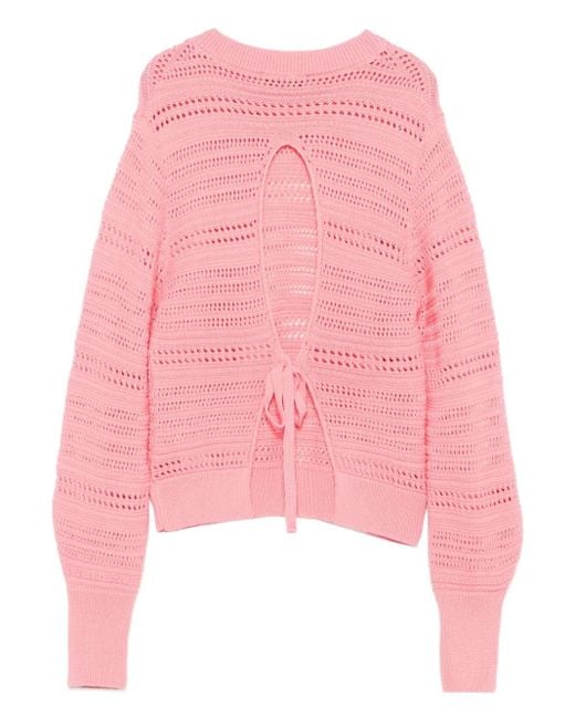 Akep Pink Open-Knit Sweater