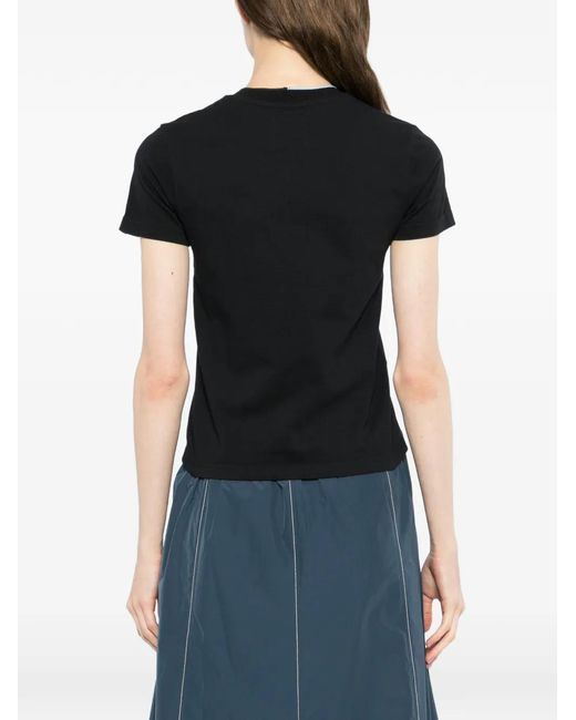 SPORT b. by agnès b. Black Logo-Embroidered Round Neck T-Shirt