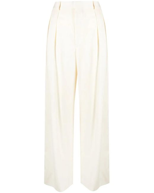 Wardrobe NYC White Pleated Wide-Leg Trousers