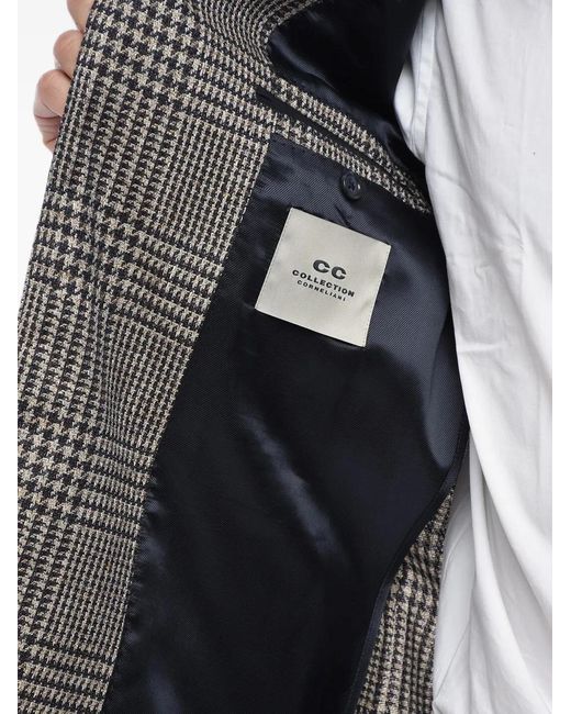 Corneliani Gray Pied-De-Poule Single-Breasted Blazer for men