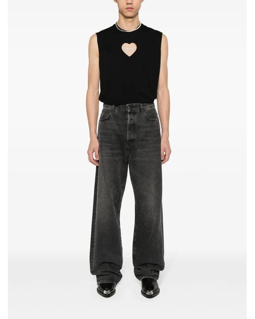 DSquared² Black Rhinestone-Logo Cotton Top for men