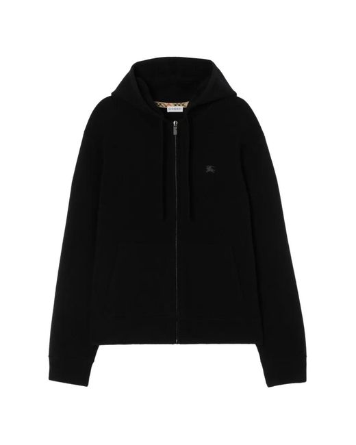 Burberry Black Cashmere-Blend Zip Hoodie for men