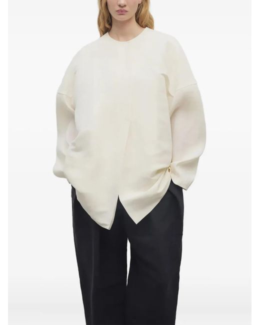 The Row White Elke Silk Oversized Jacket