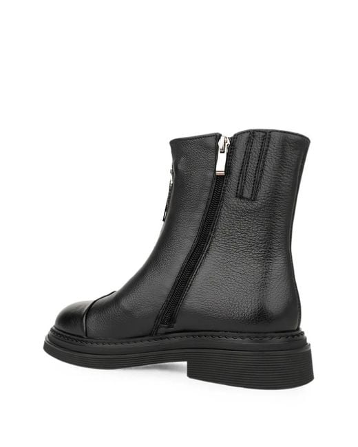 Linda Baumann Black Front-Zip Ankle Boots