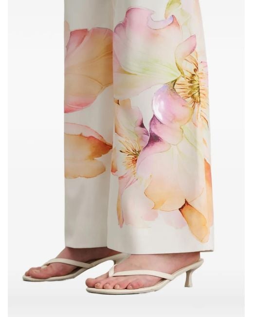 Toccin White Pantalon Gaia Évasé À Fleurs