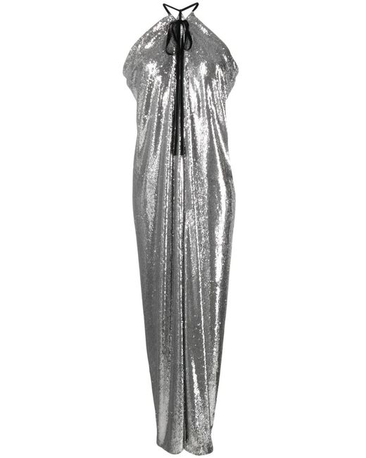 Philosophy Di Lorenzo Serafini White Halterneck Sequined Maxi Dress