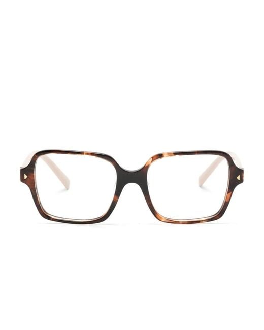 Prada Pink Logo-Print Square-Frame Glasses