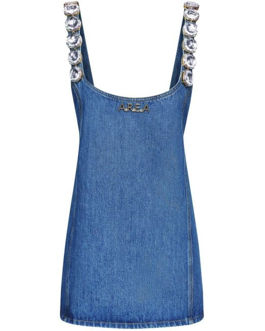 Area Blue Crystal-embellished Denim Mini Dress