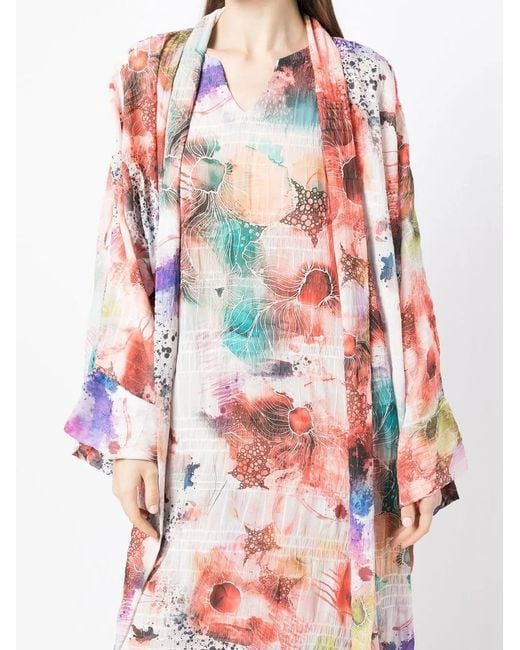 Bambah White Two-Piece Floral-Print Midi Dress