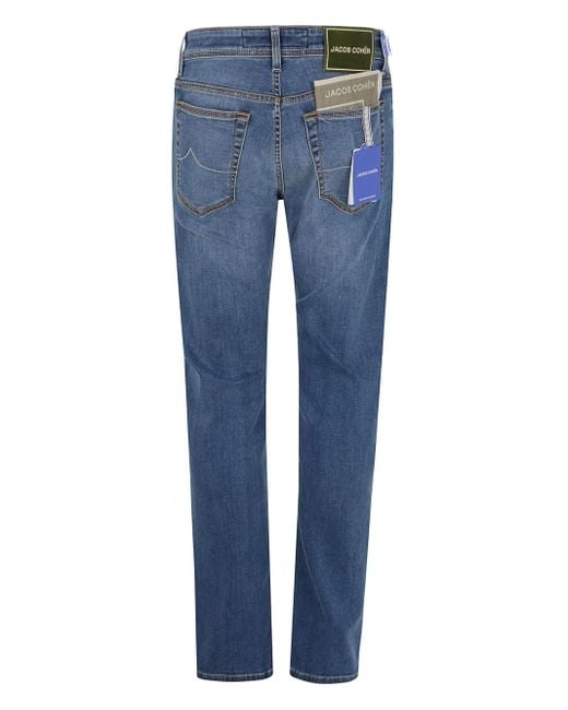 Jacob Cohen Blue Pant 5 Pocket Slim Fit Bard Denim Stretch for men