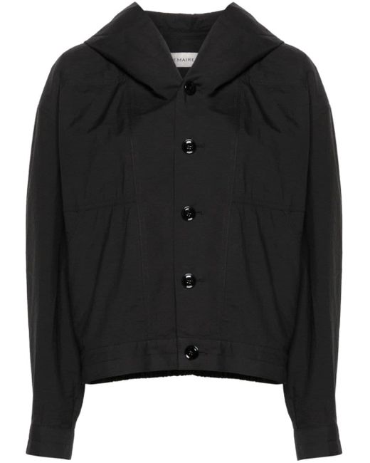Lemaire Black Cotton Blend Hooded Jacket