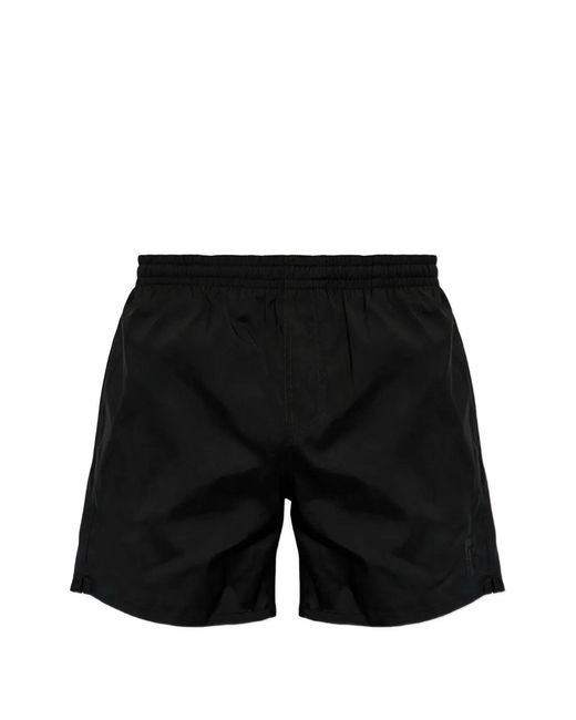 Balmain Black Nylon Swim Shorts With Tone-On-Tone Monogram Embroidered for men