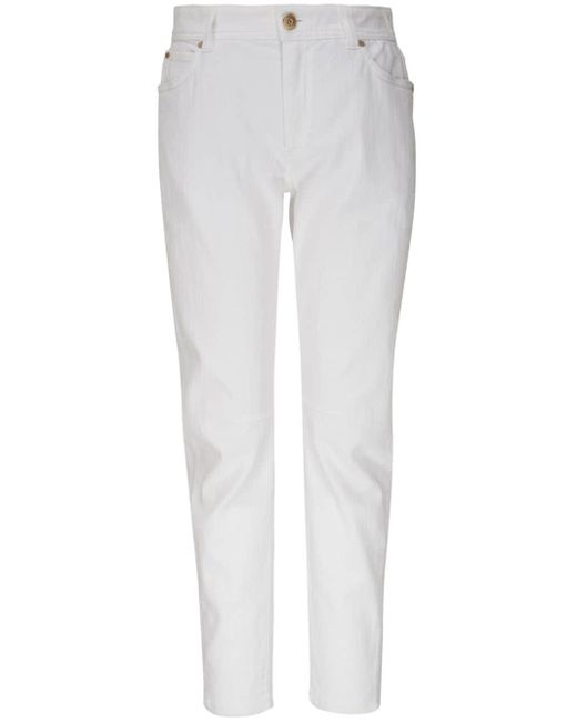 Brunello Cucinelli White Mid-rise Slim-fit Jeans