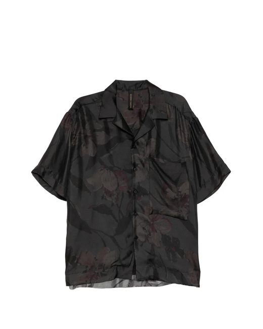 Giovanni Cavagna Black Floral-Printed Short-Sleeve Shirt for men