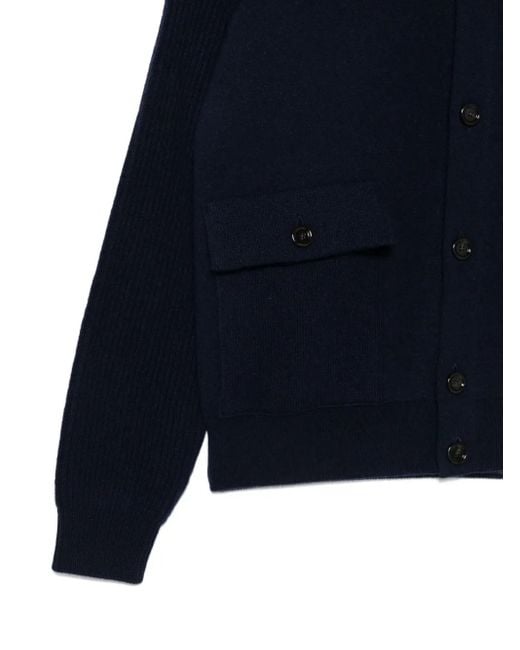 Lardini Blue Ribbed-Panel Button Cardigan for men