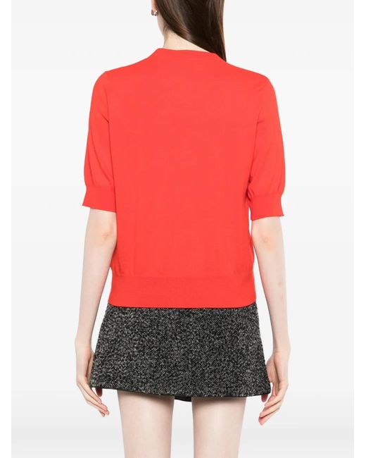 N.Peal Cashmere Red Short-Sleeved Cardigan