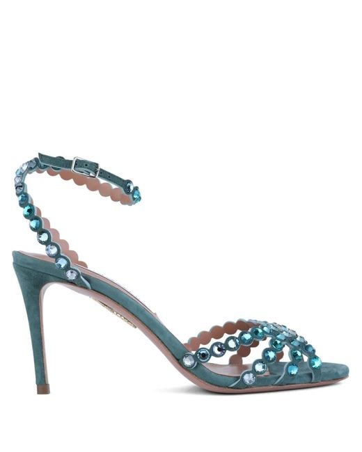 Aquazzura Blue Tequila Scallop Sandals