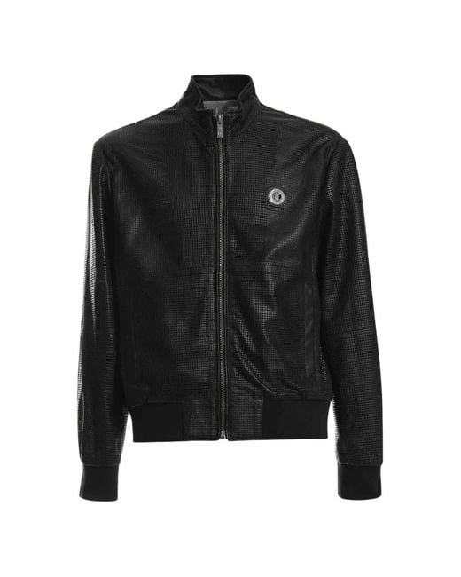 Just Cavalli Black Perforated Leather Jacket for men