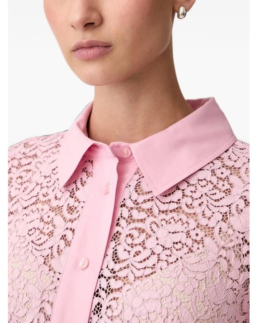 Joop! Pink Lace-Overlay Short-Sleeve Shirt