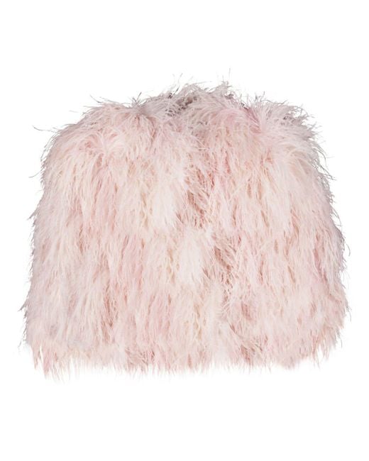 Veste crop à détails de plumes Dolce & Gabbana en coloris Pink