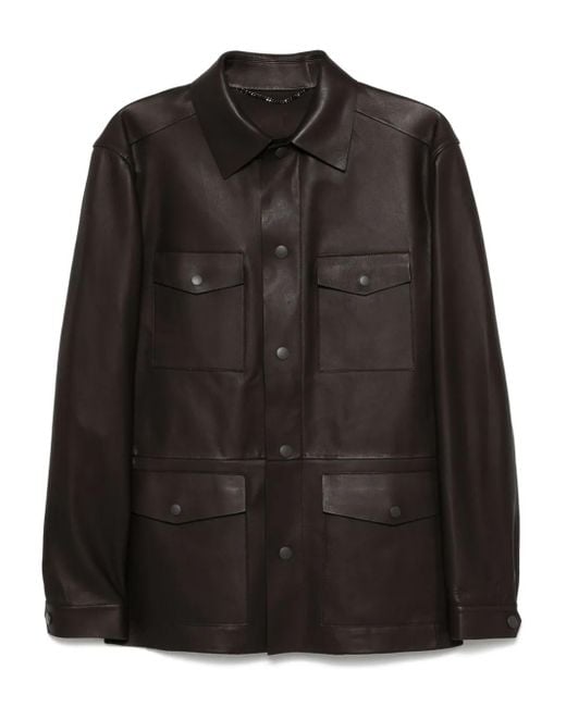 メンズ Canali ミリタリージャケット Black